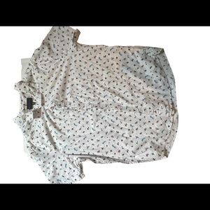 No boundaries white button up dress shirt red and blue floral print